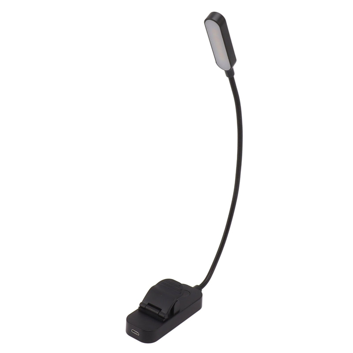 Book Light USB Rechargeable Blocking Reading Clip On Lamp 3 Brightness Stepless Dimming 8 LED Eye Care Sleep Aid Black
