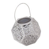 LED Solar Powered Lantern Light IP44 Waterproof Silver Polygon Decorative Solar Hanging Lantern Light for Outdoor Garden - Extra Image