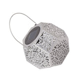 LED Solar Powered Lantern Light IP44 Waterproof Silver Polygon Decorative Solar Hanging Lantern Light for Outdoor Garden - Extra Image