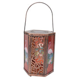 Garden Hanging Lights Waterproof LED Decorative Lighting Hexagonal Bird Pattern Lantern for Home Courtyard