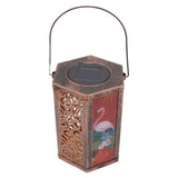Garden Hanging Lights Waterproof LED Decorative Lighting Hexagonal Bird Pattern Lantern for Home Courtyard - Top-Down View
