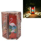 Garden Hanging Lights Waterproof LED Decorative Lighting Hexagonal Bird Pattern Lantern for Home Courtyard