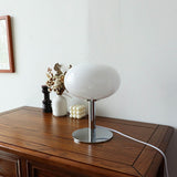 Bedside Table Lamp Iron Base Cute Shape Simple Modern Elegant Nightstand Lamp for Home USB Button Switch White - Rear View