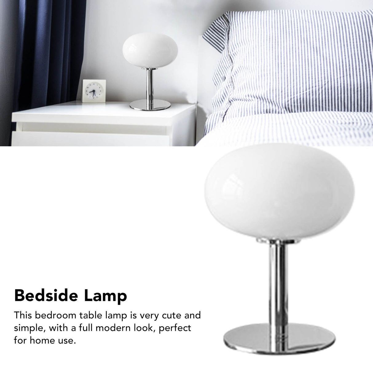 Bedside Table Lamp Iron Base Cute Shape Simple Modern Elegant Nightstand Lamp for Home USB Button Switch White