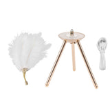 Feather Table Lamp USB Rechargeable Ostrich Feather Desk Light with Gold Tripod for Bedroom 40Pcs Artificial Feather White