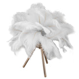 Feather Table Lamp USB Rechargeable Ostrich Feather Desk Light with Gold Tripod for Bedroom 40Pcs Artificial Feather White