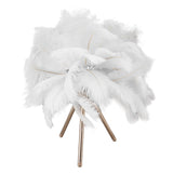 Feather Table Lamp USB Rechargeable Ostrich Feather Desk Light with Gold Tripod for Bedroom 40Pcs Artificial Feather White - Top-Down View