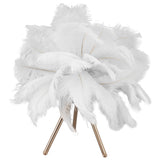 Feather Table Lamp USB Rechargeable Ostrich Feather Desk Light with Gold Tripod for Bedroom 40Pcs Artificial Feather White
