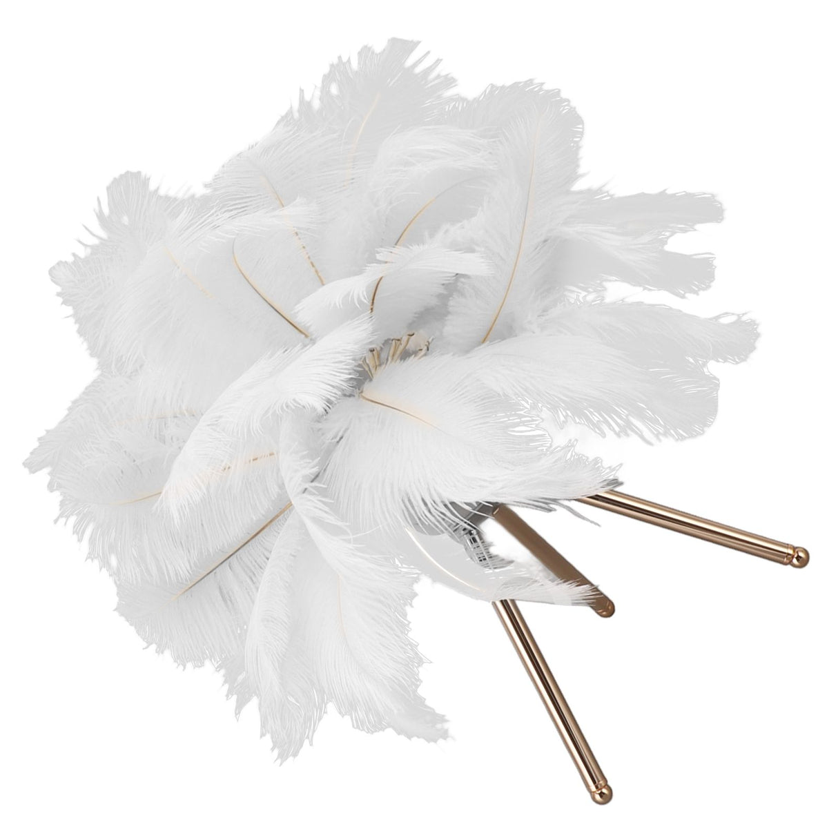 Feather Table Lamp USB Rechargeable Ostrich Feather Desk Light with Gold Tripod for Bedroom 40Pcs Artificial Feather White