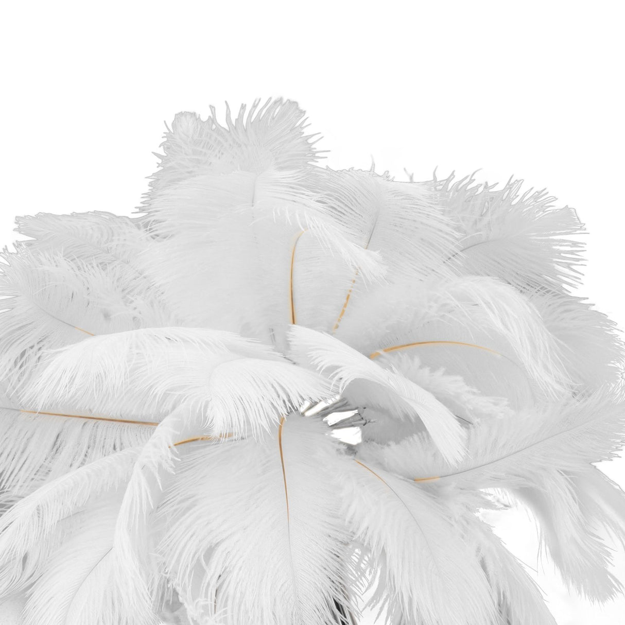 Feather Table Lamp USB Rechargeable Ostrich Feather Desk Light with Gold Tripod for Bedroom 40Pcs Artificial Feather White