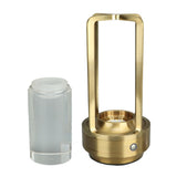 Cordless Table Lamp 3 Colors Stepless Dimming LED Table Lamp Rechargeable Touch Lamp Bedside Nightstand Lamp Gold - Low Angle