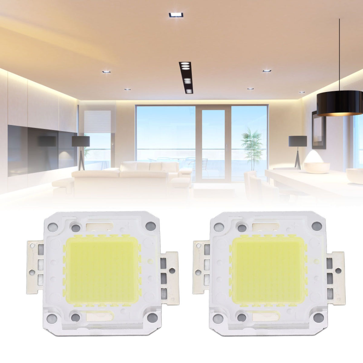 2 Pieces 100W COB LED Light Chip 9600LM 6000K LED Light Chip Beads for LED Casting Light 32‑36V
