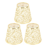 Cloth Lampshade Clip On Design Modern Barrel Fabric Lamp Shades for E14 Bulb Chandelier Wall Lamp 3pcs Gold - Front View
