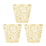 Cloth Lampshade Clip On Design Modern Barrel Fabric Lamp Shades for E14 Bulb Chandelier Wall Lamp 3pcs Gold - Top-Down View
