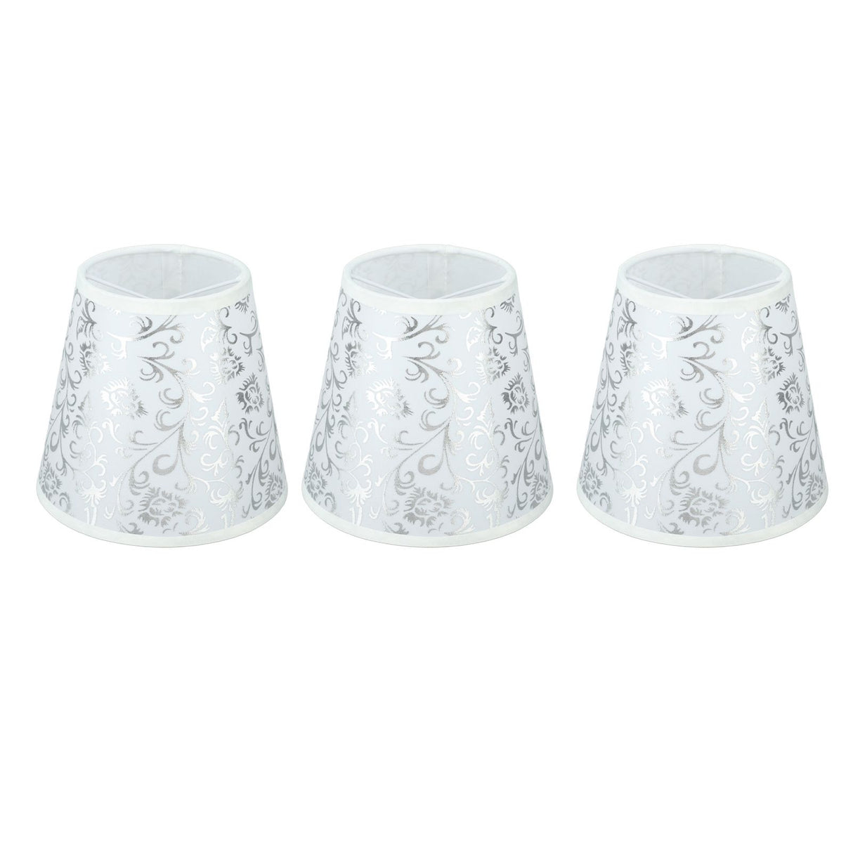 Cloth Lampshade Clip On Installation Modern Fabric Lamp Shades for E14 Bulb Chandelier Table Lamp 3pcs Silver