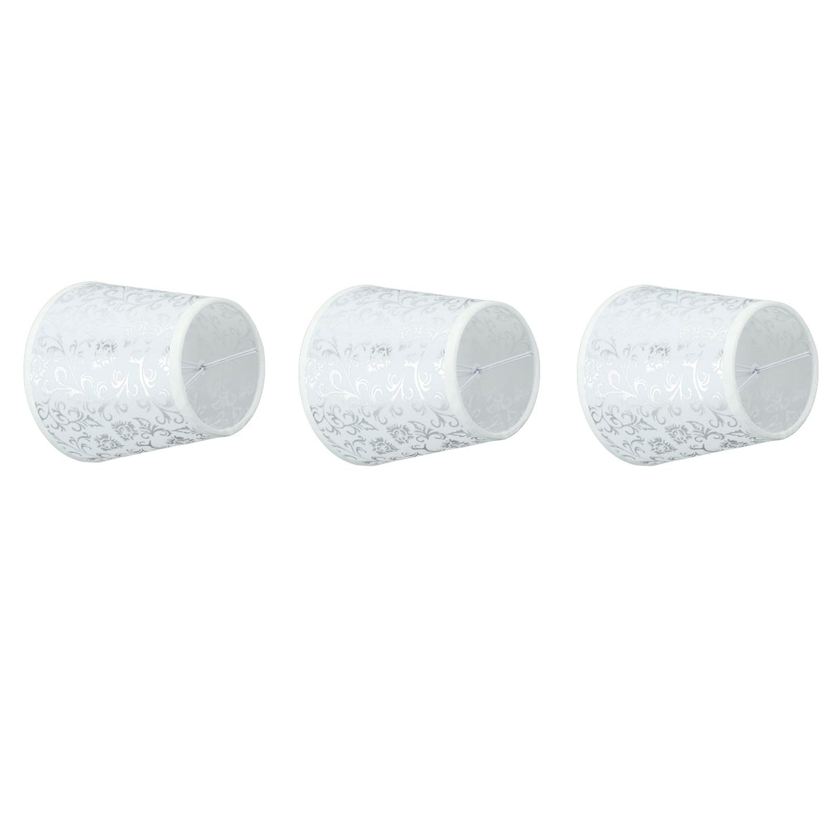 Cloth Lampshade Clip On Installation Modern Fabric Lamp Shades for E14 Bulb Chandelier Table Lamp 3pcs Silver
