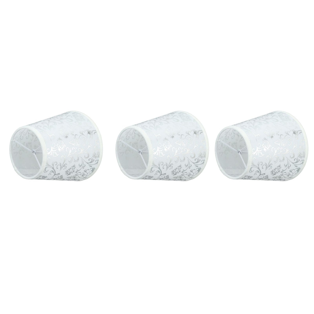 Cloth Lampshade Clip On Installation Modern Fabric Lamp Shades for E14 Bulb Chandelier Table Lamp 3pcs Silver