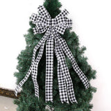 Christmas Decoration Linen Plaid Bowknot Decorate for Christmas Tree Home Scene Hanging Ornaments