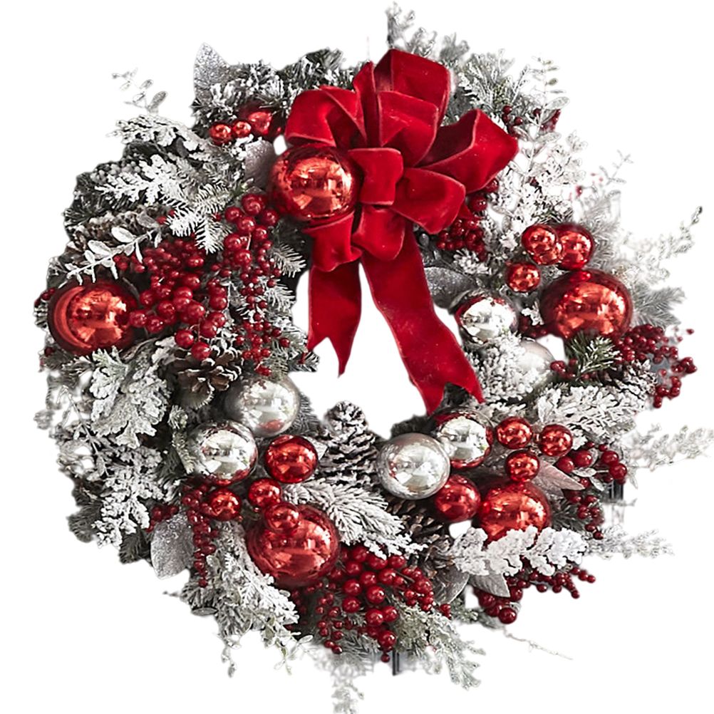 40cm Christmas Wreath Xmas Door Oranments Merry Christmas Decor For Home 2021 Happy New Year Hanging Pendants