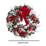 40cm Christmas Wreath Xmas Door Oranments Merry Christmas Decor For Home 2021 Happy New Year Hanging Pendants - Front View