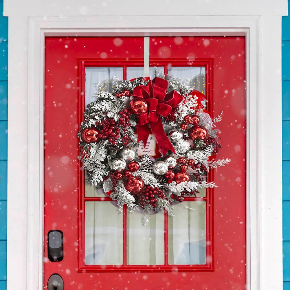 40cm Christmas Wreath Xmas Door Oranments Merry Christmas Decor For Home 2021 Happy New Year Hanging Pendants