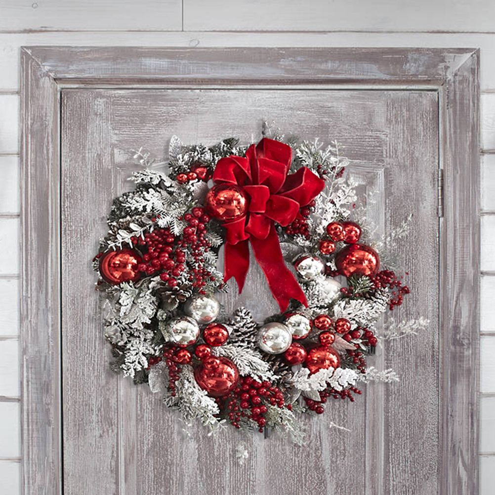 40cm Christmas Wreath Xmas Door Oranments Merry Christmas Decor For Home 2021 Happy New Year Hanging Pendants