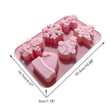 Christmas Series Silicone Molds with 6 Hole Snowman Socks Snowflake Santa Claus DIY Cake Baking Decoration Tool