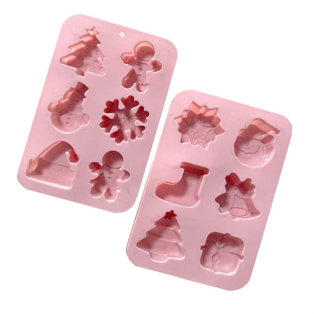 Christmas Series Silicone Molds with 6 Hole Snowman Socks Snowflake Santa Claus DIY Cake Baking Decoration Tool