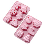 Christmas Series Silicone Molds with 6 Hole Snowman Socks Snowflake Santa Claus DIY Cake Baking Decoration Tool