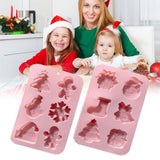 Christmas Series Silicone Molds with 6 Hole Snowman Socks Snowflake Santa Claus DIY Cake Baking Decoration Tool - Close-Up Angle