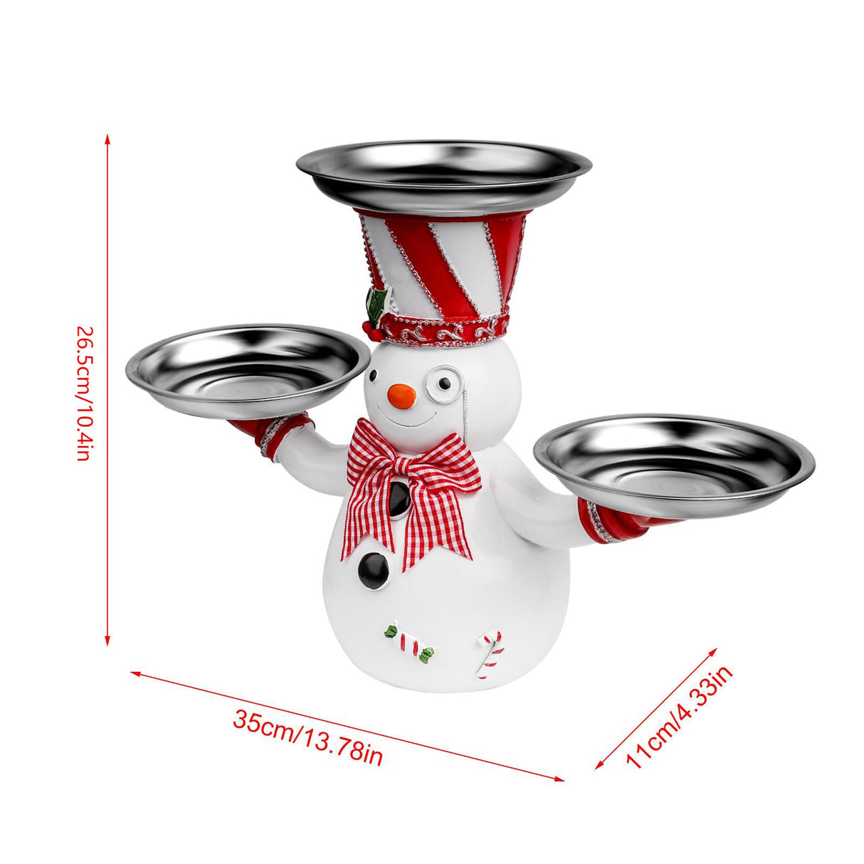 Christmas Snowman Treats Holder Santa Holding Tray Fruit Bowl Rack Resin Home Party Food Snack Storage Rack