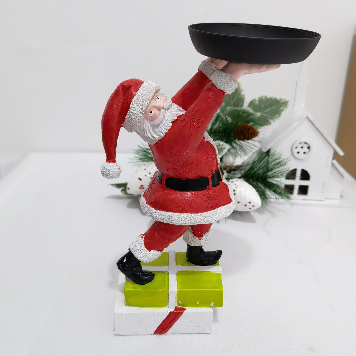 Christmas Snowman Treats Holder Santa Holding Tray Fruit Bowl Rack Resin Home Party Food Snack Storage Rack