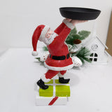 Christmas Snowman Treats Holder Santa Holding Tray Fruit Bowl Rack Resin Home Party Food Snack Storage Rack