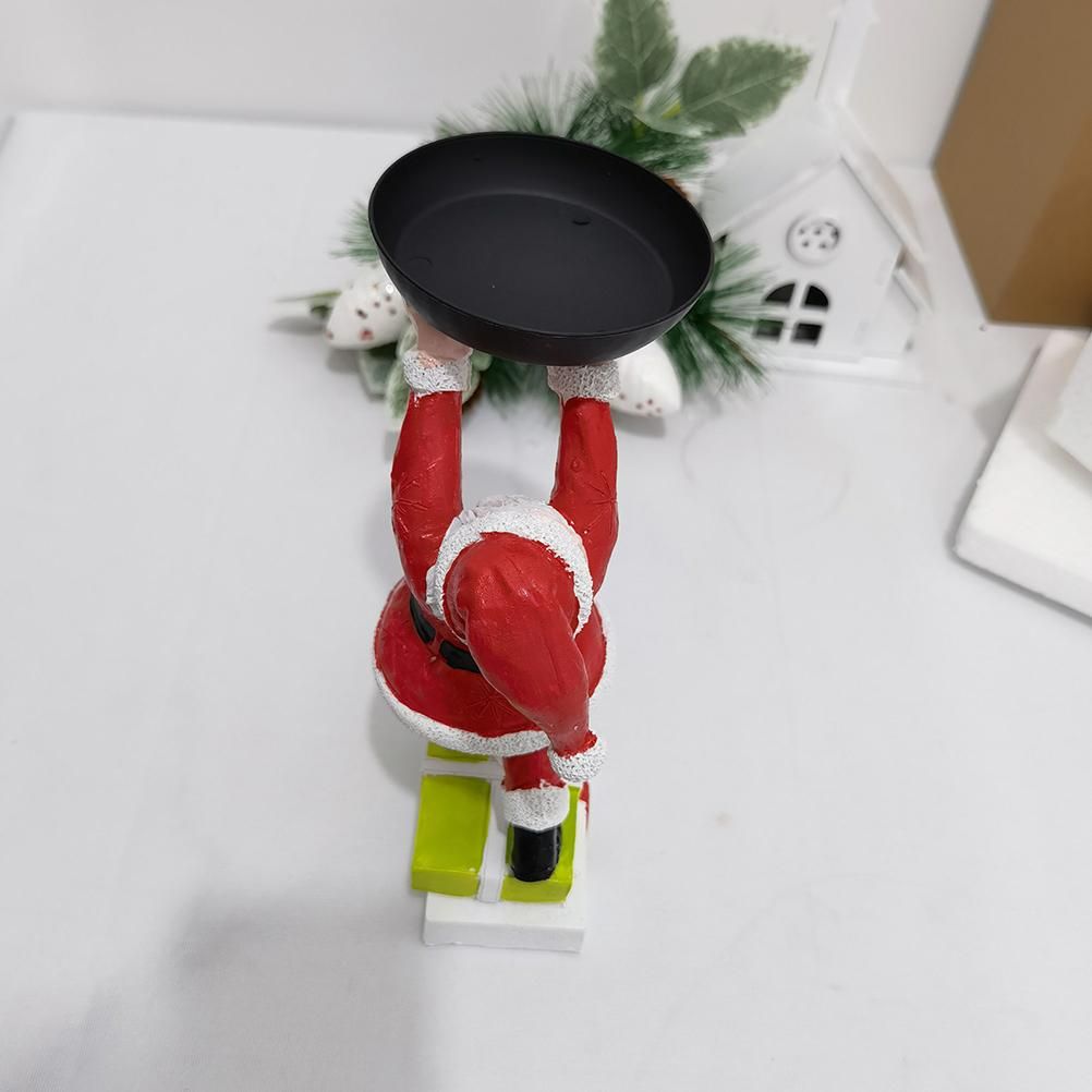 Christmas Snowman Treats Holder Santa Holding Tray Fruit Bowl Rack Resin Home Party Food Snack Storage Rack