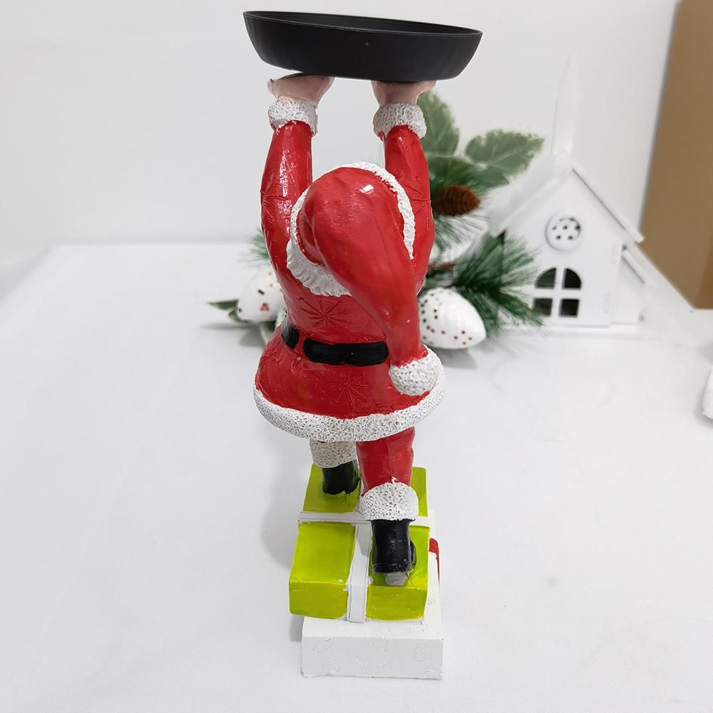 Christmas Snowman Treats Holder Santa Holding Tray Fruit Bowl Rack Resin Home Party Food Snack Storage Rack