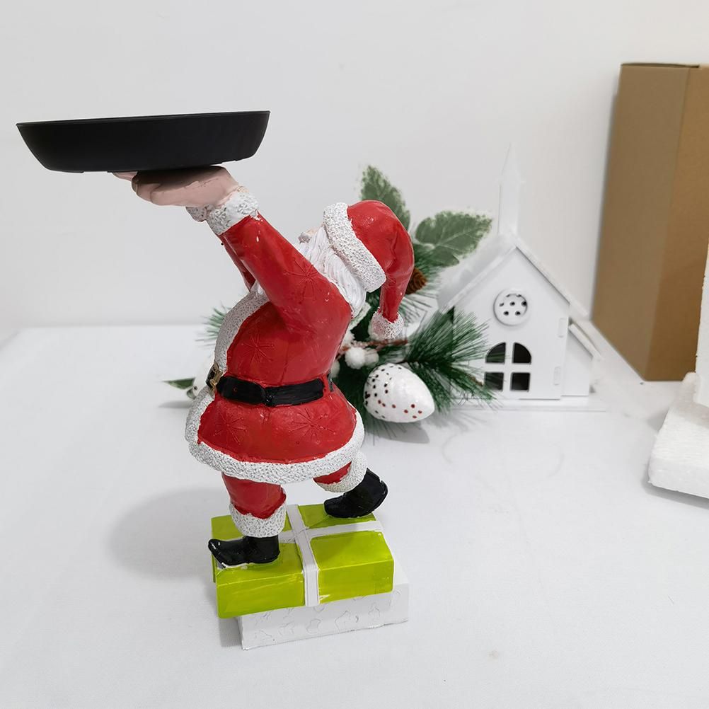 Christmas Snowman Treats Holder Santa Holding Tray Fruit Bowl Rack Resin Home Party Food Snack Storage Rack