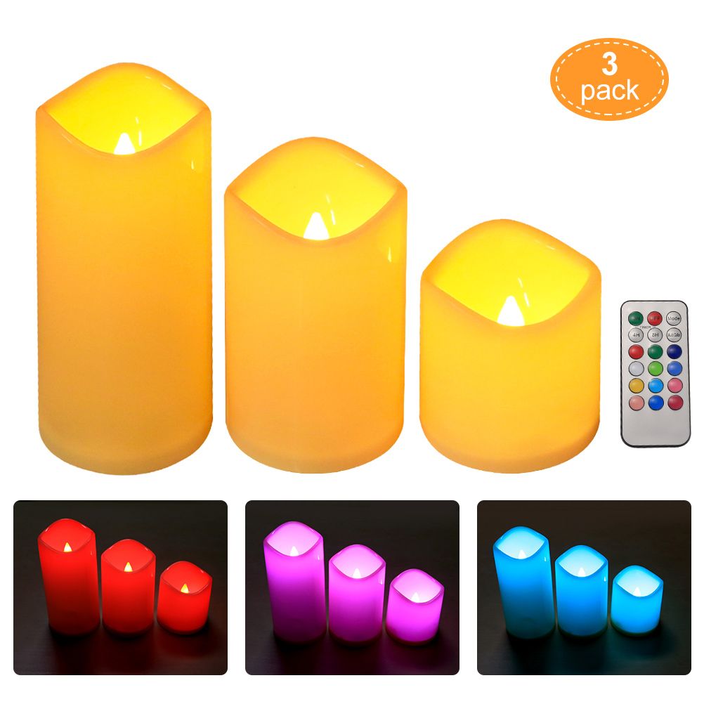 3Pcs/Set LED Flameless Candle Lights Remote Control Candle Lights Night Light Battery Powered Led Tea Lights Birthday Wedding Decor