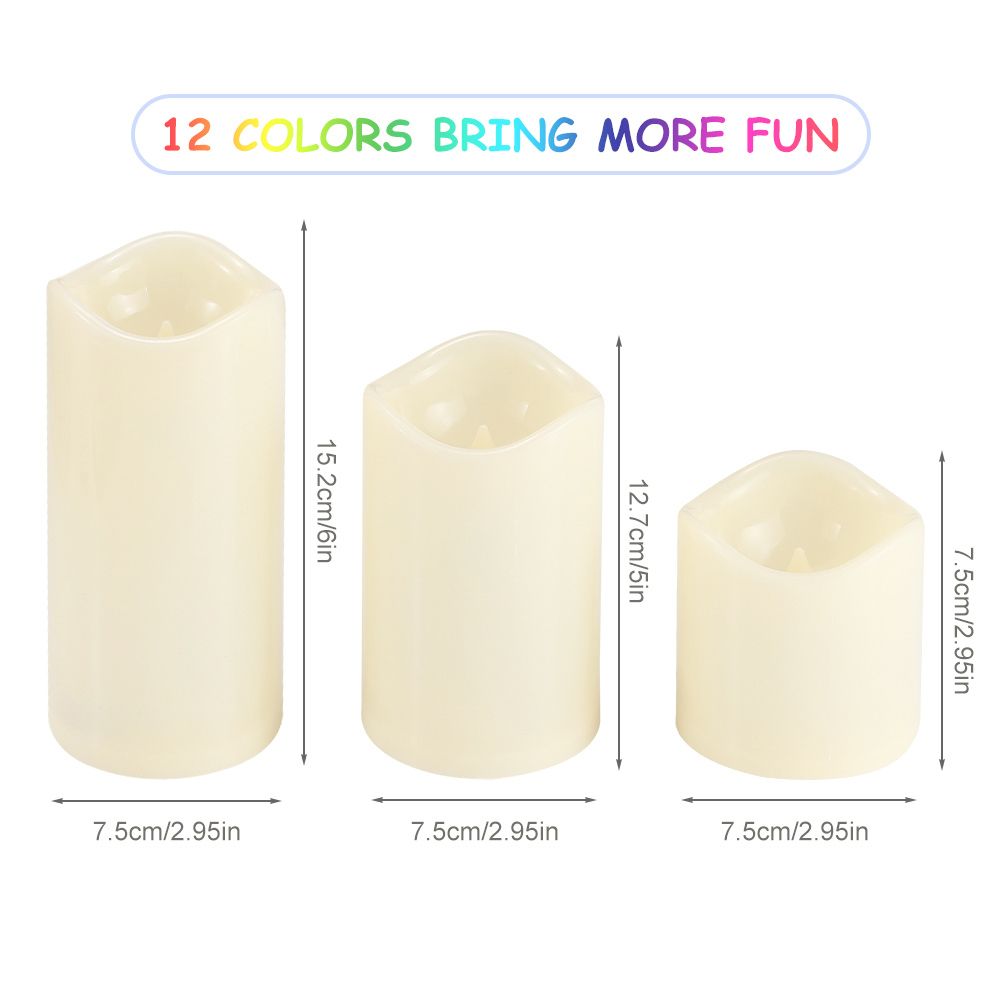 3Pcs/Set LED Flameless Candle Lights Remote Control Candle Lights Night Light Battery Powered Led Tea Lights Birthday Wedding Decor