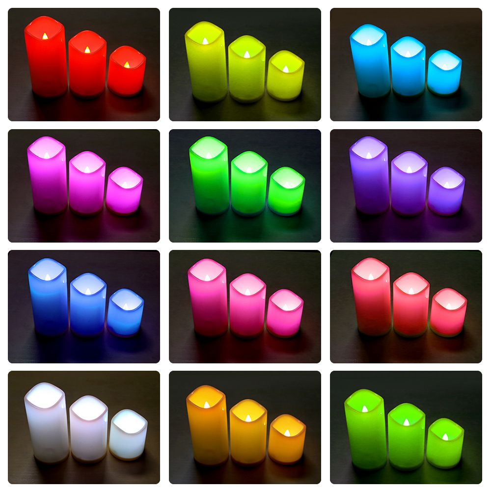 3Pcs/Set LED Flameless Candle Lights Remote Control Candle Lights Night Light Battery Powered Led Tea Lights Birthday Wedding Decor