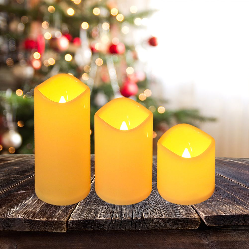 3Pcs/Set LED Flameless Candle Lights Remote Control Candle Lights Night Light Battery Powered Led Tea Lights Birthday Wedding Decor