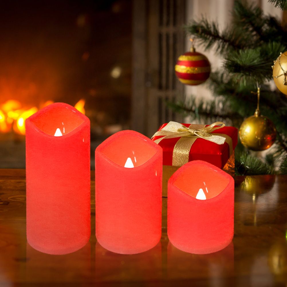 3Pcs/Set LED Flameless Candle Lights Remote Control Candle Lights Night Light Battery Powered Led Tea Lights Birthday Wedding Decor