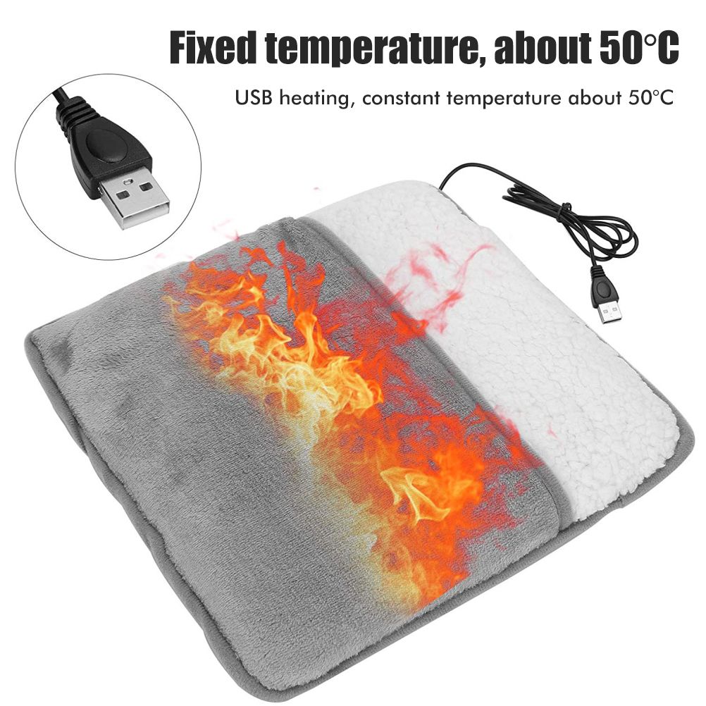 Winter USB Foot Warmer Built In Heater Fast Heating Safe Start Warm Foot Cover Feet Heating Pad Warmer Massager Washable