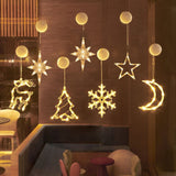LED Christmas Lights Window Suction Cup Chandelier Lamp Decorative Curtain Lights Decor Christmas Decoration