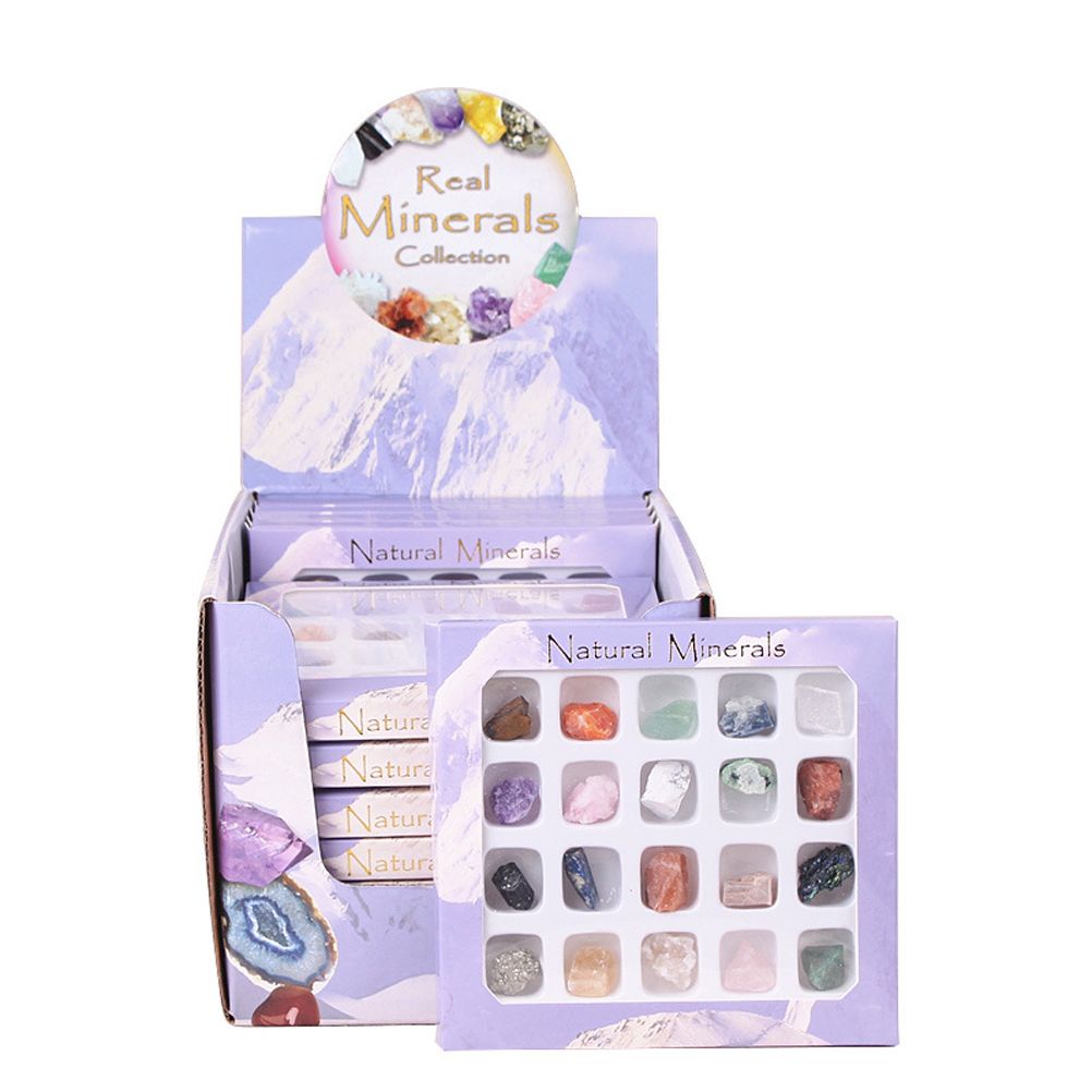 20 Pcs Christmas Advent Calendar Countdown Toy Natural Crystal Agate Stone Rocks Minerals and Fossils Calendar Blind Box Toy for Kids and Geology Enthusiasts