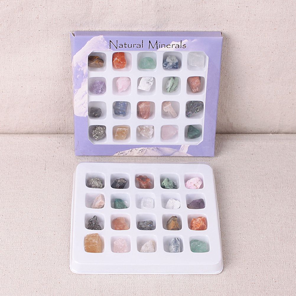 20 Pcs Christmas Advent Calendar Countdown Toy Natural Crystal Agate Stone Rocks Minerals and Fossils Calendar Blind Box Toy for Kids and Geology Enthusiasts