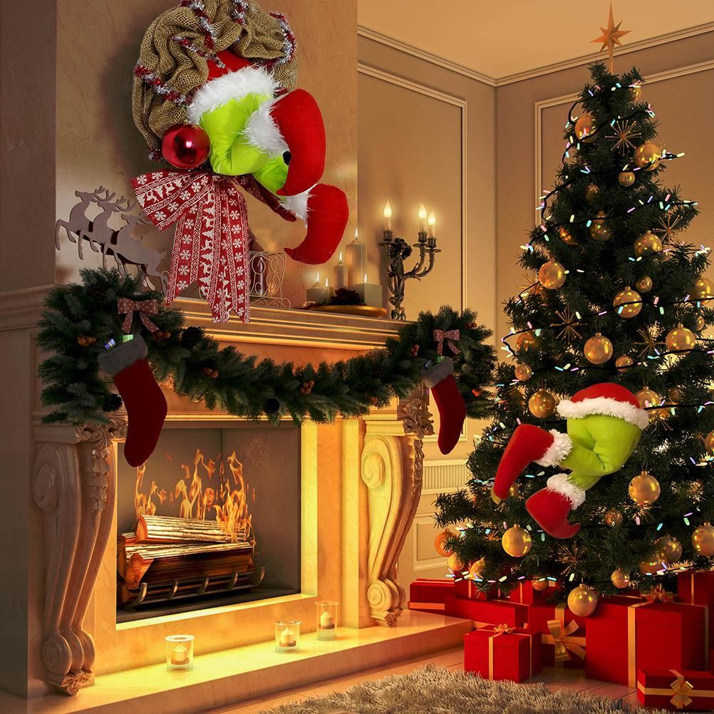 Christmas Thief Stole Wreath Christmas Decorations Christmas Burlap Garland for Doors Windows and Walls