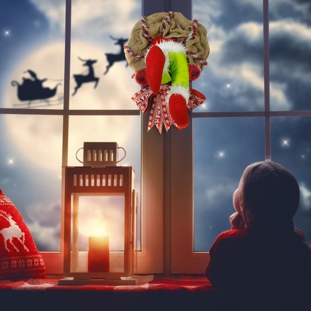 Christmas Thief Stole Wreath Christmas Decorations Christmas Burlap Garland for Doors Windows and Walls