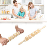 Christmas Engraved Rolling Pin Wooden Embossing Rolling Dough Roller 20 Patterned Pastry Roller for Xmas Baking Embossed