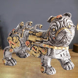 Mechanical Punk Dog Resin Crafts Steampunk Bulldog Dog Resin Statue Desktop Window Decoration Home Ornaments - Side View