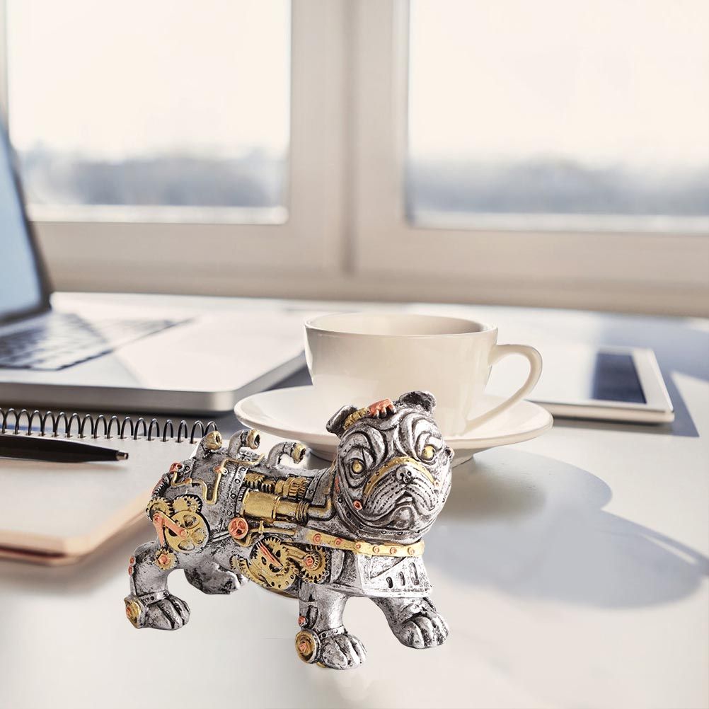 Mechanical Punk Dog Resin Crafts Steampunk Bulldog Dog Resin Statue Desktop Window Decoration Home Ornaments